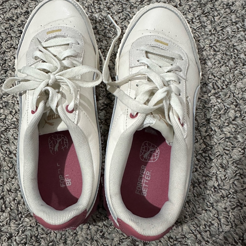 White and Pink Sneakers
